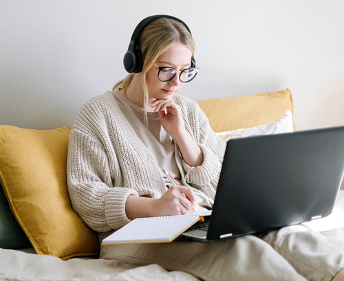 girl studying at home