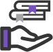 hand icon and books